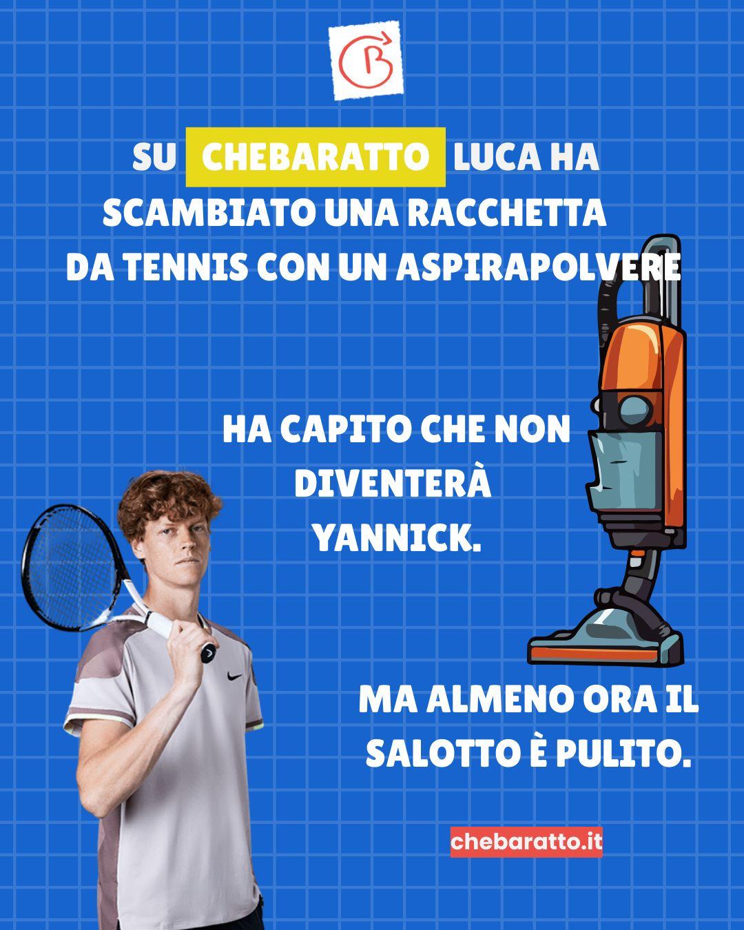 SINNER GIOCA A TENNIS CON ASPIRAPOLVERE
